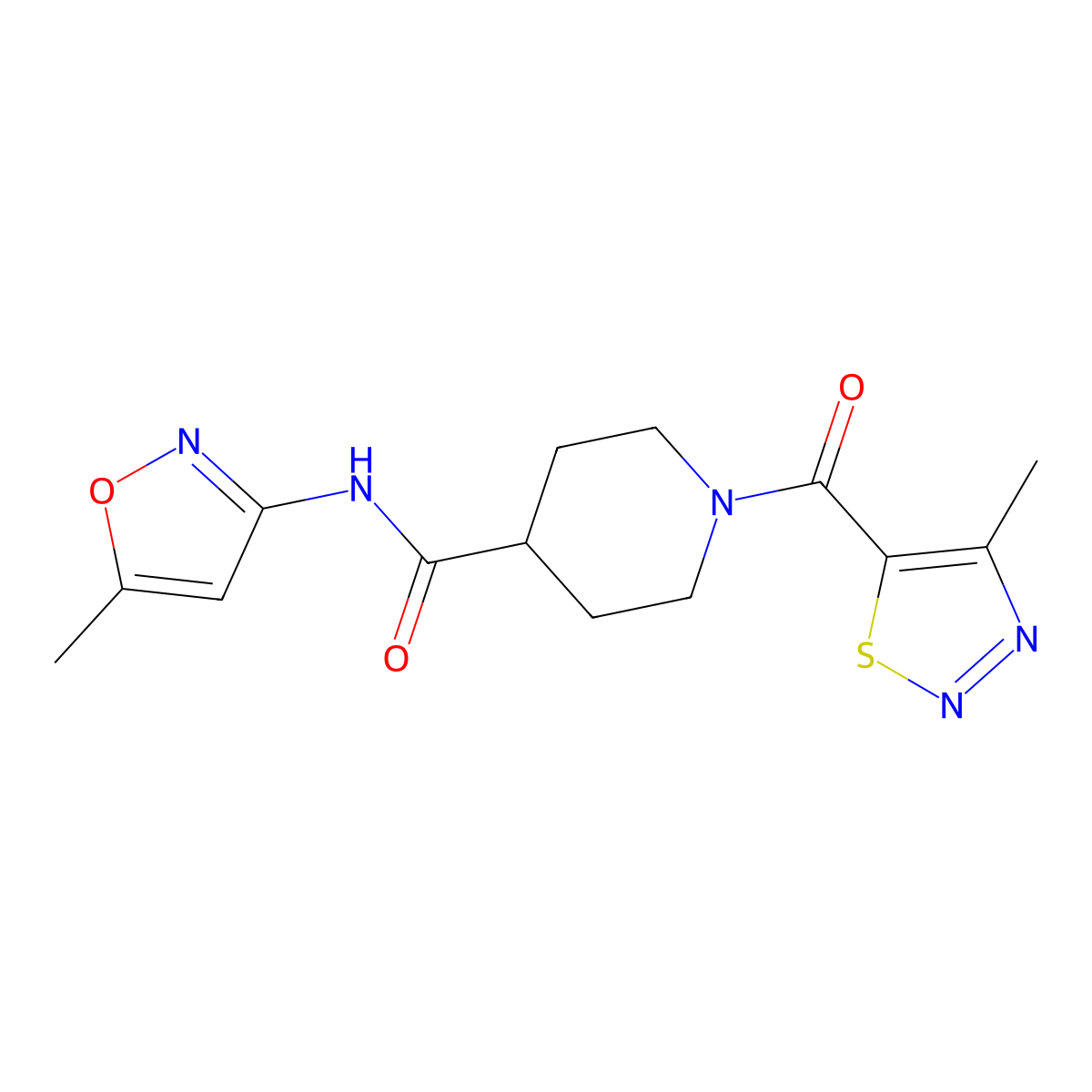 1-(4-methyl-1,2,3-thiadiazole-5-carbonyl)-N-(5-methylisoxazol-3-yl)piperidine-4-carboxamide molecular structure, CAS 1226429-55-5