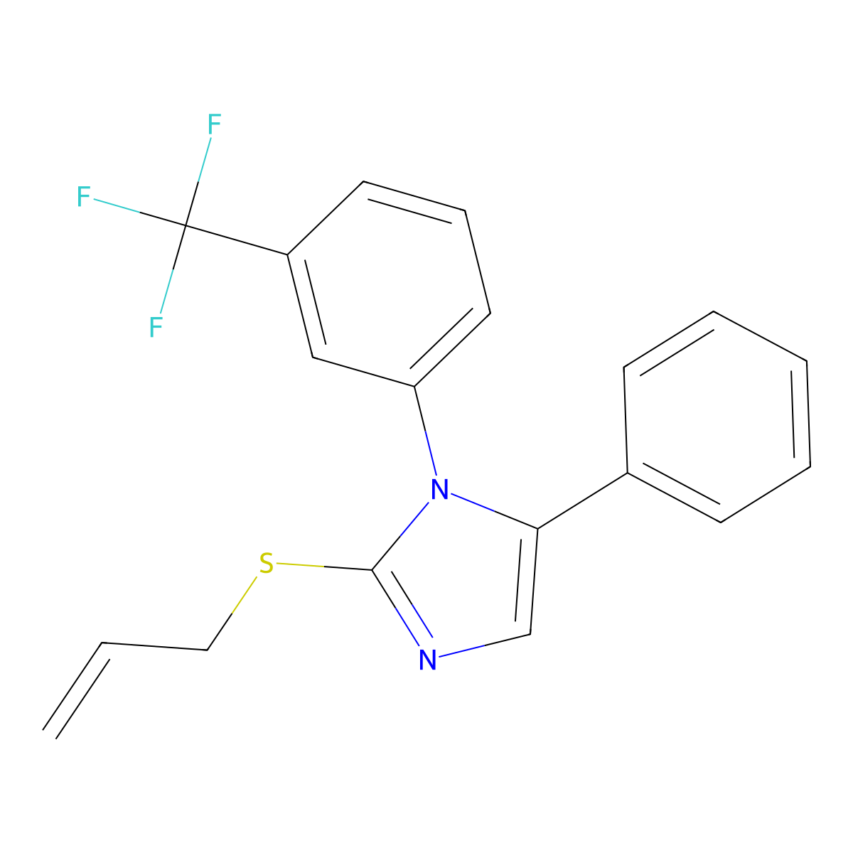 2-(allylthio)-5-phenyl-1-(3-(trifluoromethyl)phenyl)-1H-imidazole molecular structure, CAS 1226429-57-7