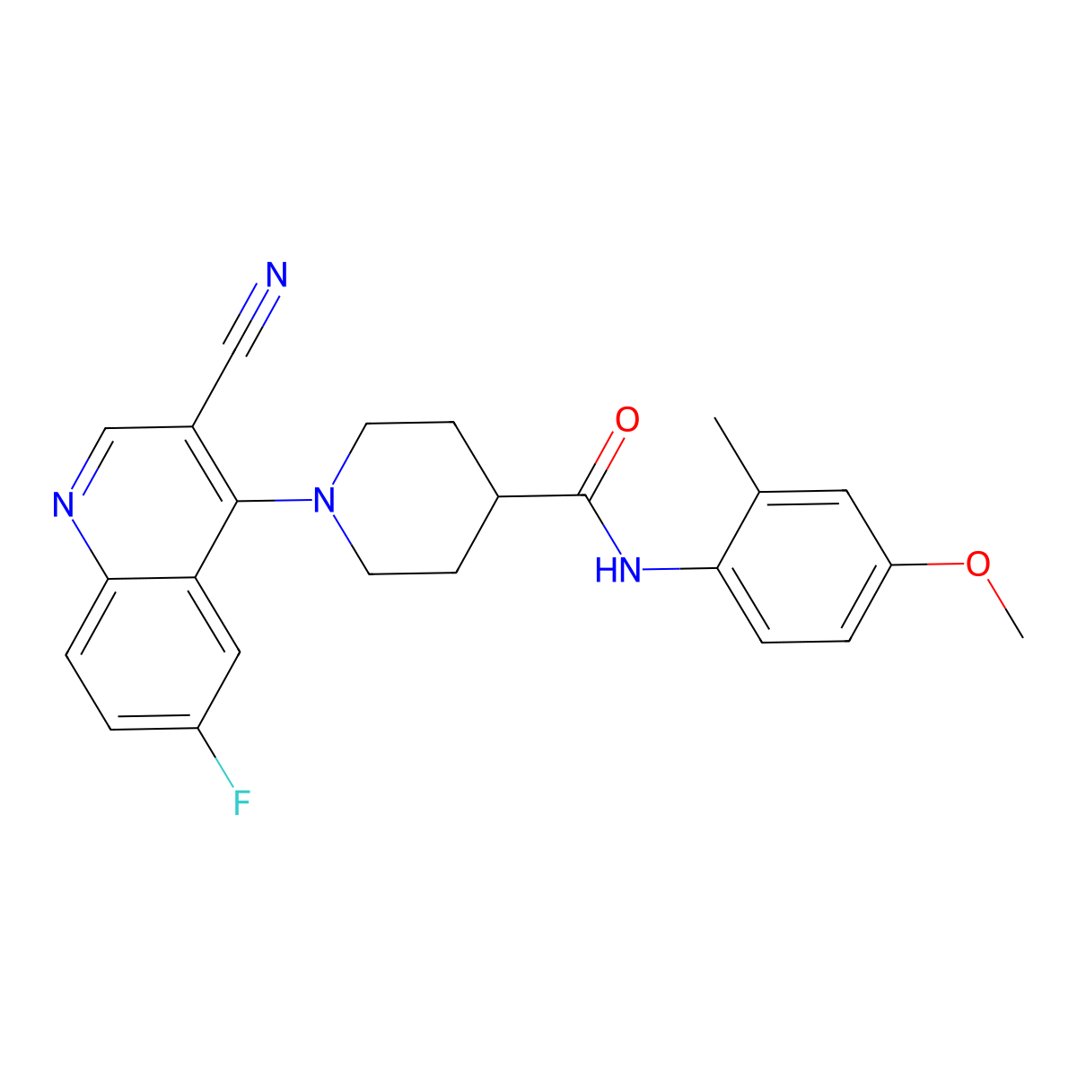 1-(3-cyano-6-fluoroquinolin-4-yl)-N-(4-methoxy-2-methylphenyl)piperidine-4-carboxamide molecular structure, CAS 1226429-63-5