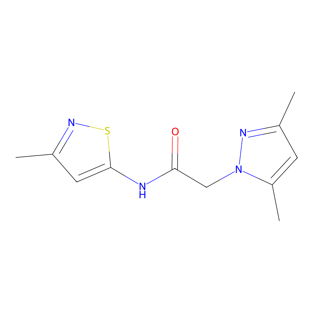 2-(3,5-dimethyl-1H-pyrazol-1-yl)-N-(3-methyl-1,2-thiazol-5-yl)acetamide molecular structure, CAS 1226429-66-8