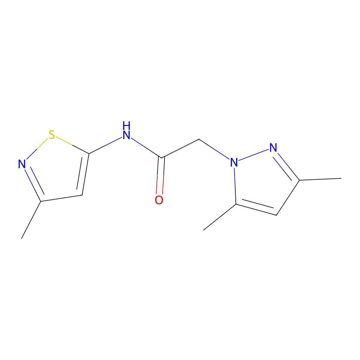 2-(3,5-dimethyl-1H-pyrazol-1-yl)-N-(3-methyl-1,2-thiazol-5-yl)acetamide molecular structure, CAS 1226429-66-8
