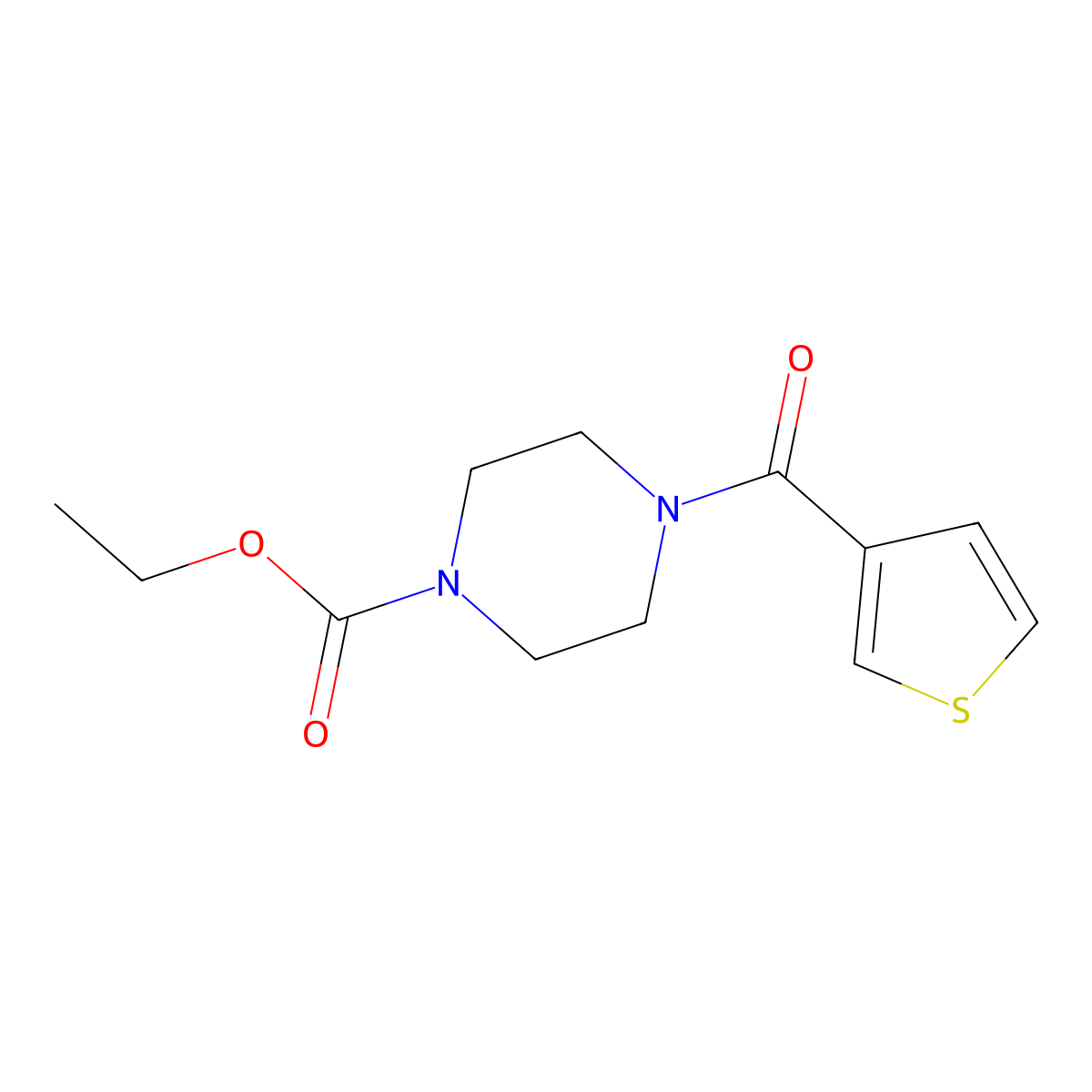 Ethyl 4-(thiophene-3-carbonyl)piperazine-1-carboxylate molecular structure, CAS 1226429-73-7