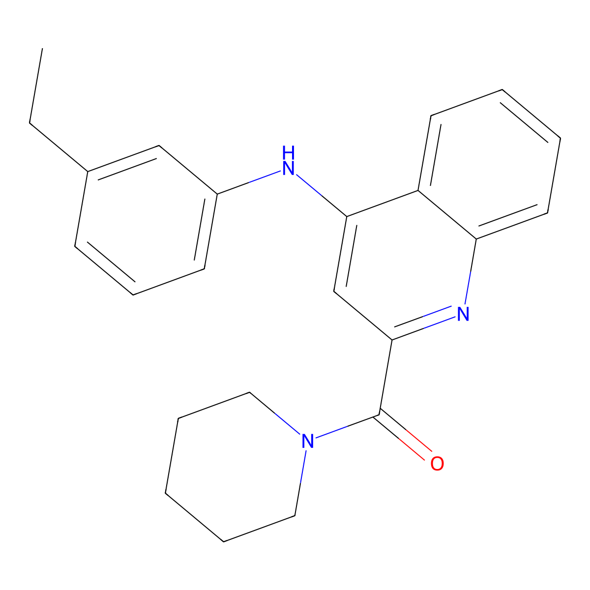 N-(3-ethylphenyl)-2-(piperidine-1-carbonyl)quinolin-4-amine molecular structure, CAS 1226429-77-1