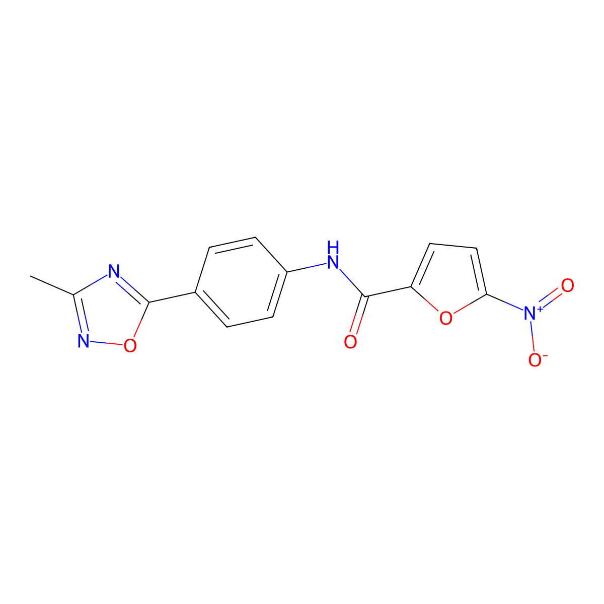 N-[4-(3-methyl-1,2,4-oxadiazol-5-yl)phenyl]-5-nitrofuran-2-carboxamide molecular structure, CAS 1226429-88-4