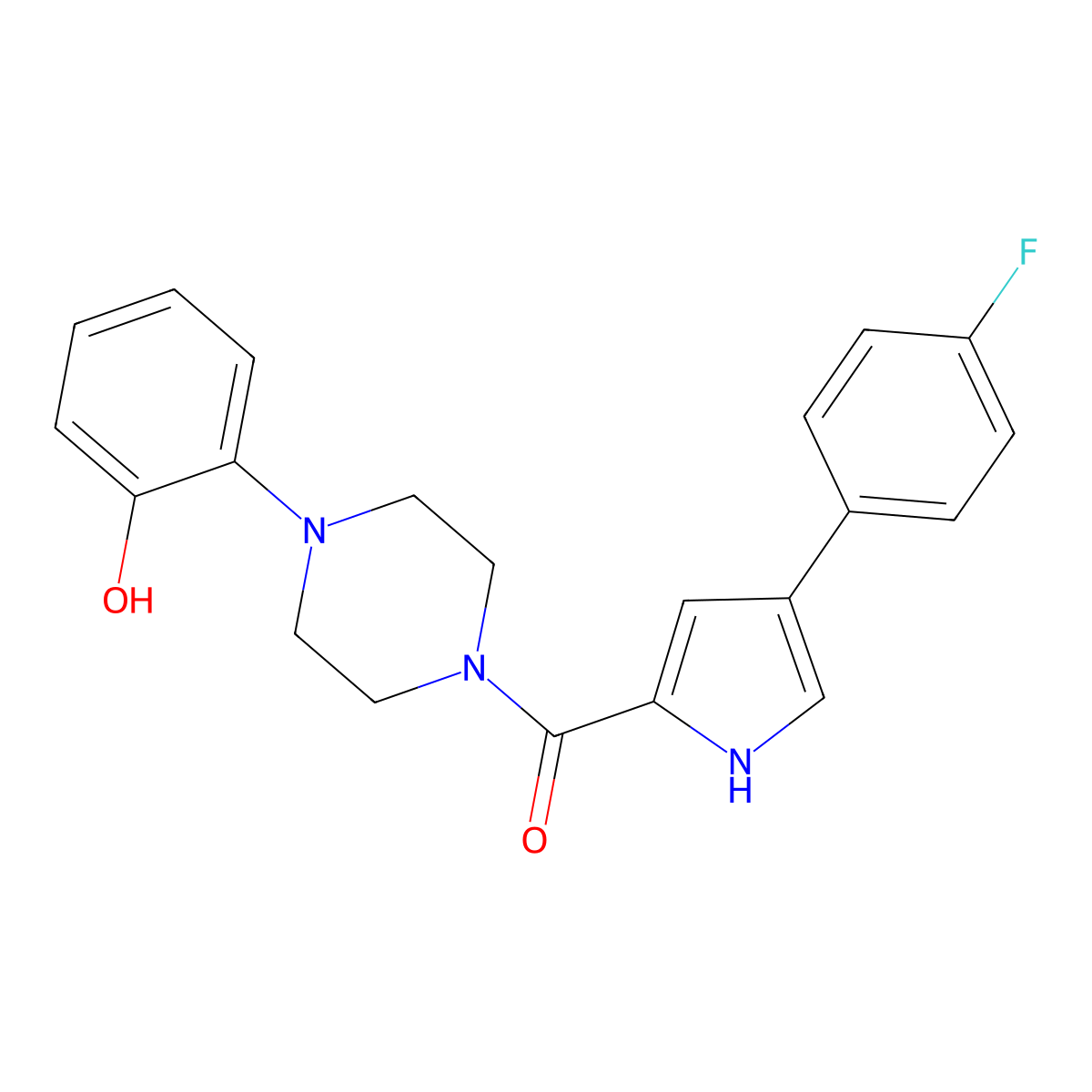(4-(4-fluorophenyl)-1H-pyrrol-2-yl)(4-(2-hydroxyphenyl)piperazin-1-yl)methanone molecular structure, CAS 1226429-90-8
