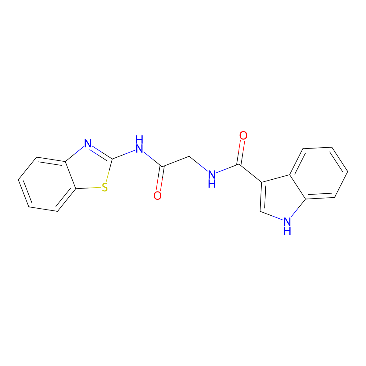N-(2-(benzo[d]thiazol-2-ylamino)-2-oxoethyl)-1H-indole-3-carboxamide molecular structure, CAS 1226429-92-0