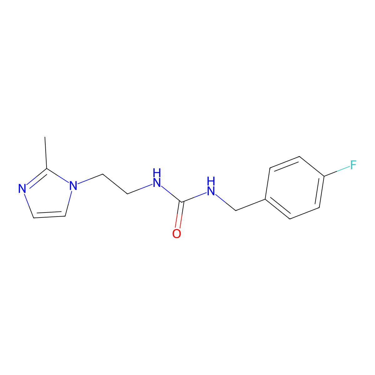 1-(4-fluorobenzyl)-3-(2-(2-methyl-1H-imidazol-1-yl)ethyl)urea molecular structure, CAS 1226429-99-7