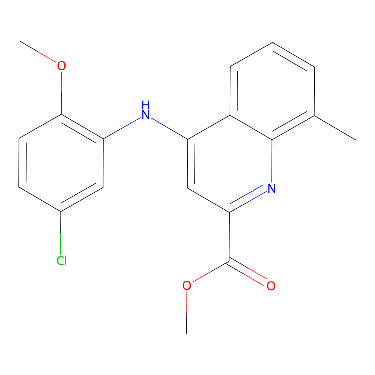 Methyl 4-[(5-chloro-2-methoxyphenyl)amino]-8-methylquinoline-2-carboxylate molecular structure, CAS 1226430-05-2