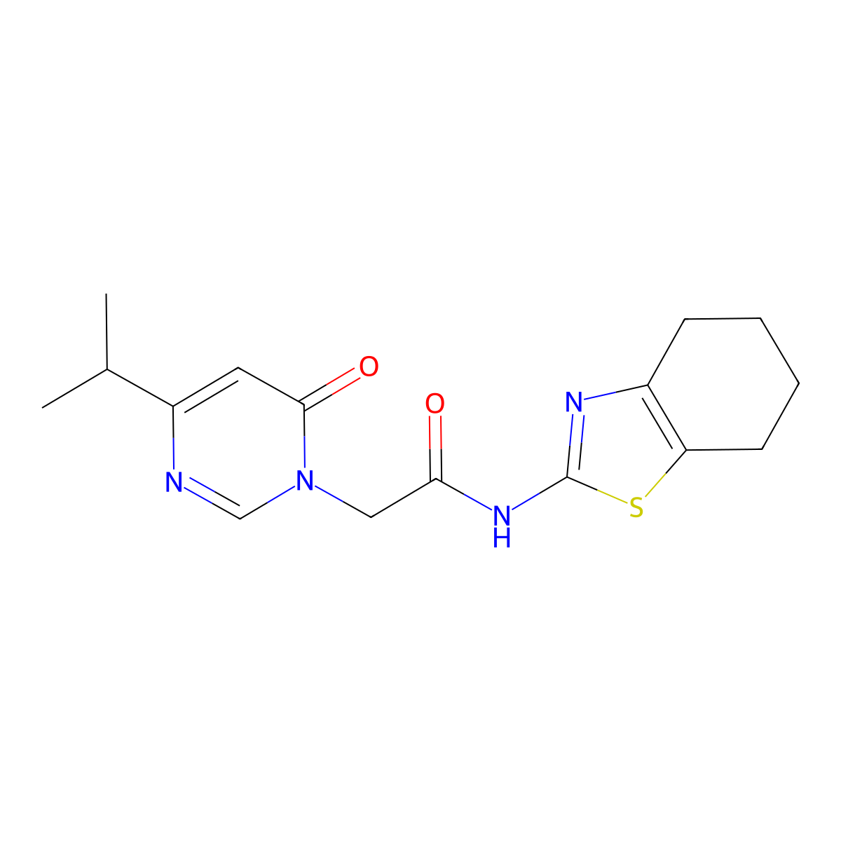 2-(4-isopropyl-6-oxopyrimidin-1(6H)-yl)-N-(4,5,6,7-tetrahydrobenzo[d]thiazol-2-yl)acetamide molecular structure, CAS 1226430-08-5
