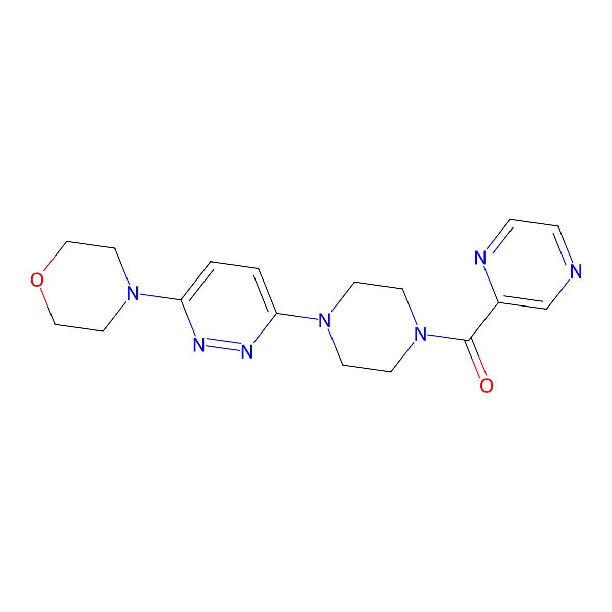 (4-(6-Morpholinopyridazin-3-yl)piperazin-1-yl)(pyrazin-2-yl)methanone molecular structure, CAS 1226430-12-1