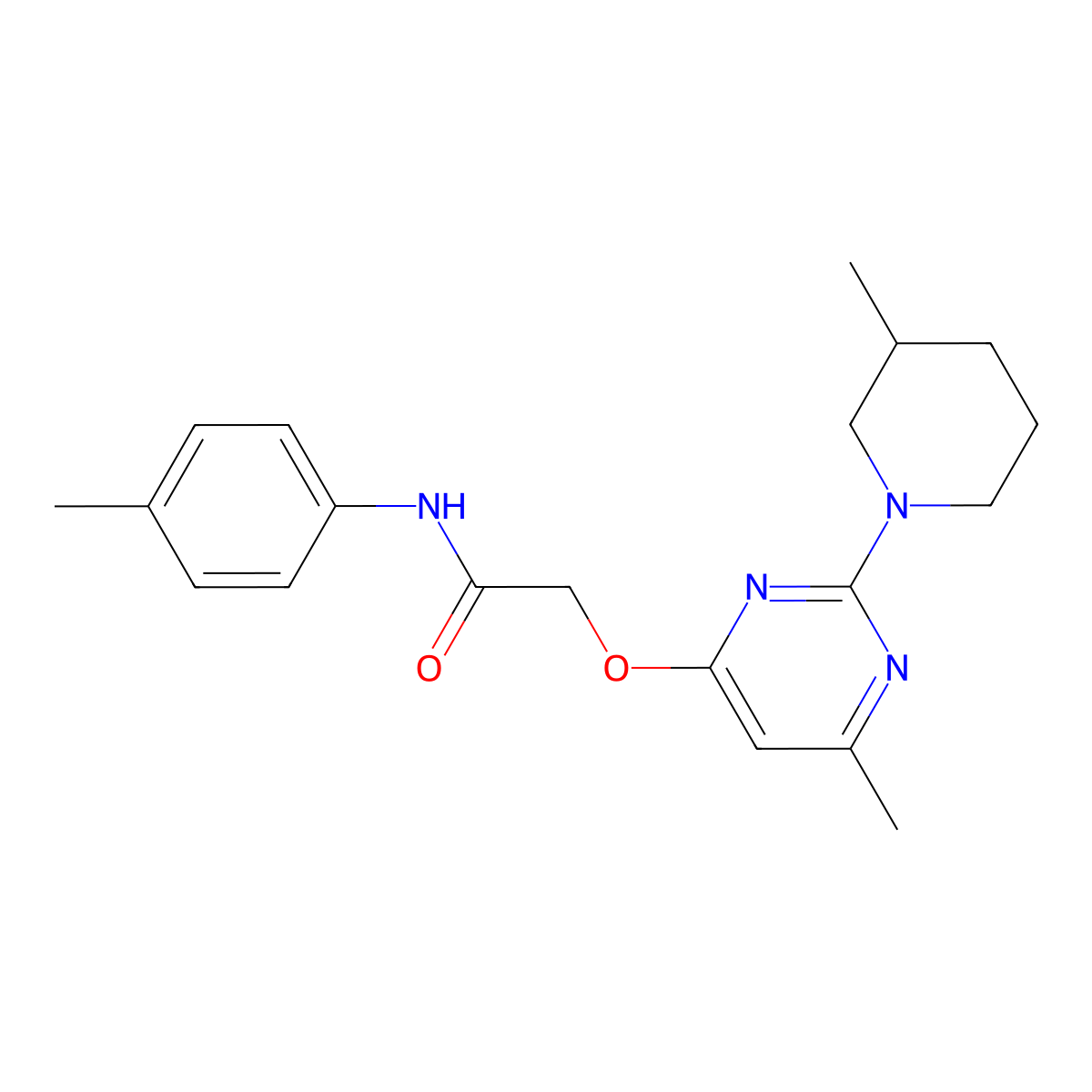 2-{[6-methyl-2-(3-methylpiperidin-1-yl)pyrimidin-4-yl]oxy}-N-(4-methylphenyl)acetamide molecular structure, CAS 1226430-18-7