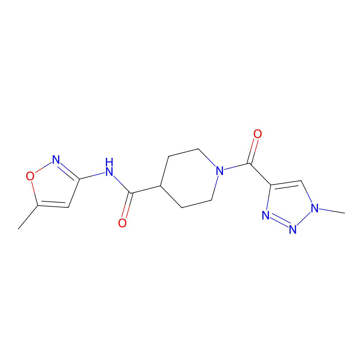 1-(1-methyl-1H-1,2,3-triazole-4-carbonyl)-N-(5-methylisoxazol-3-yl)piperidine-4-carboxamide molecular structure, CAS 1226430-23-4
