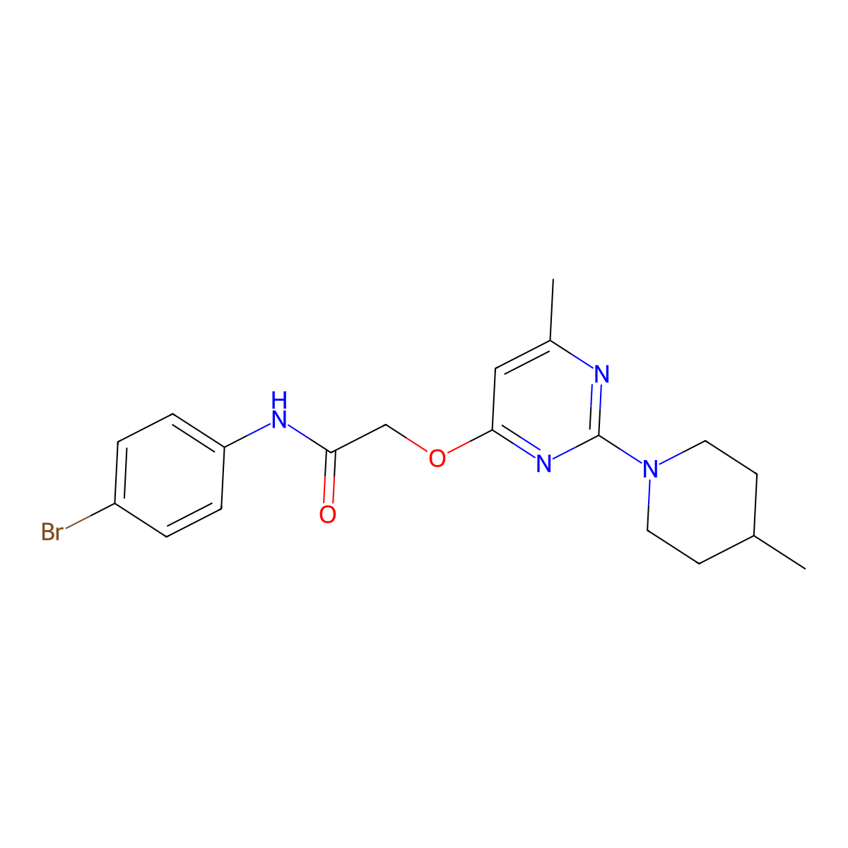 N-(4-bromophenyl)-2-{[6-methyl-2-(4-methylpiperidin-1-yl)pyrimidin-4-yl]oxy}acetamide molecular structure, CAS 1226430-30-3