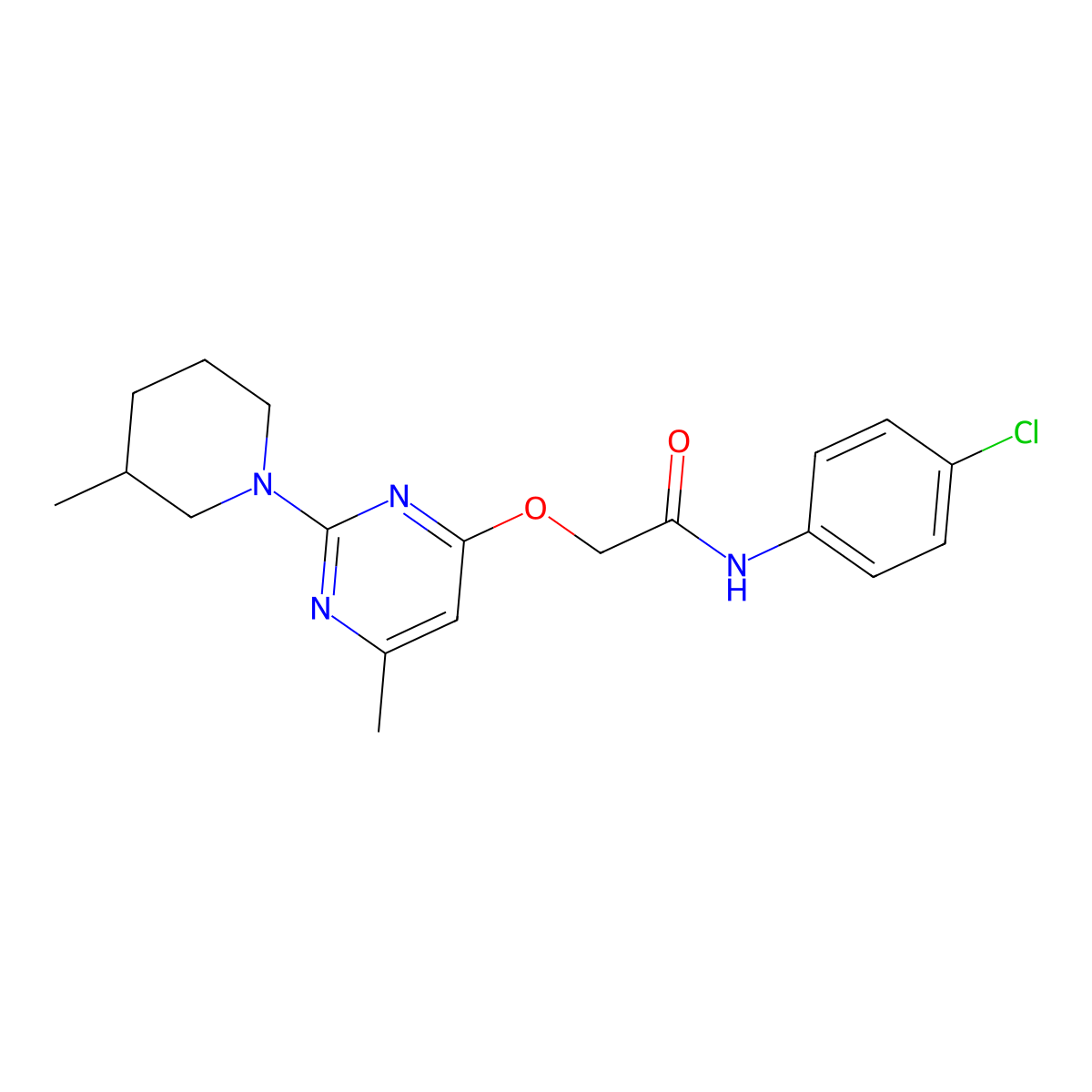 N-(4-chlorophenyl)-2-{[6-methyl-2-(3-methylpiperidin-1-yl)pyrimidin-4-yl]oxy}acetamide molecular structure, CAS 1226430-31-4