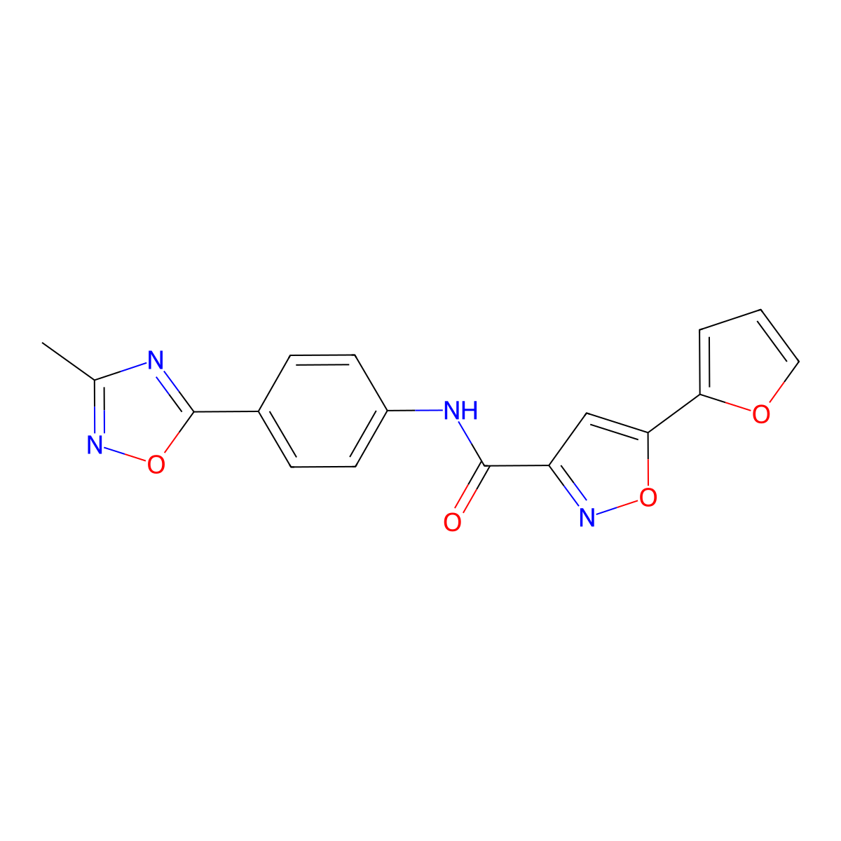 5-(furan-2-yl)-N-(4-(3-methyl-1,2,4-oxadiazol-5-yl)phenyl)isoxazole-3-carboxamide molecular structure, CAS 1226430-32-5