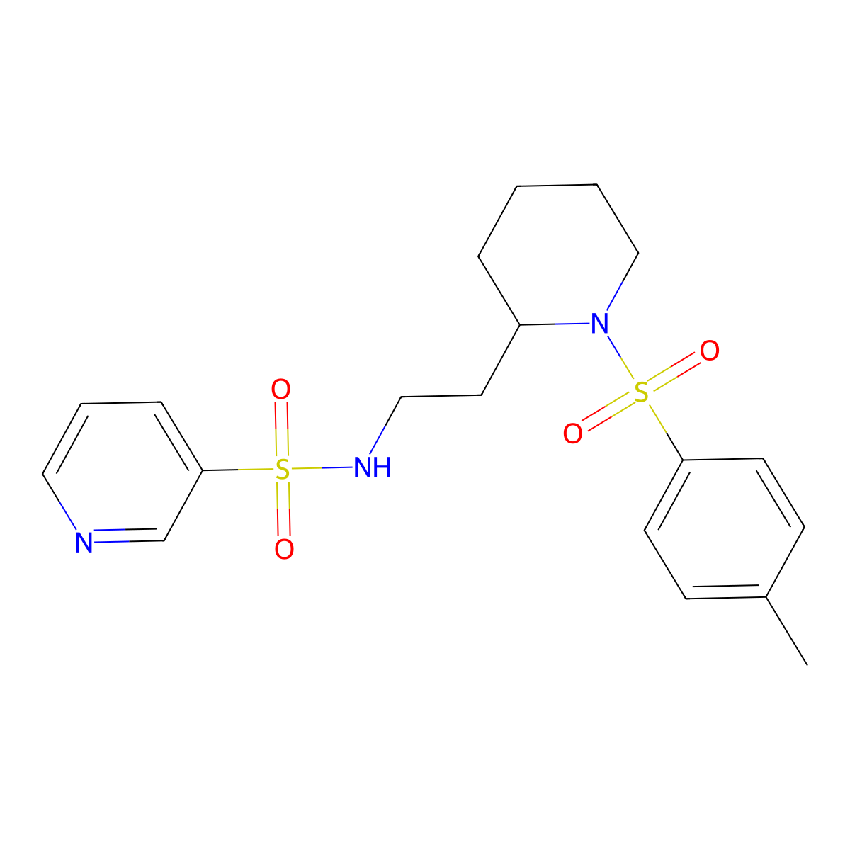N-(2-(1-tosylpiperidin-2-yl)ethyl)pyridine-3-sulfonamide molecular structure, CAS 1226430-40-5