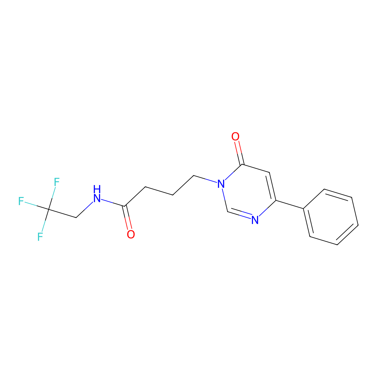 4-(6-oxo-4-phenylpyrimidin-1(6H)-yl)-N-(2,2,2-trifluoroethyl)butanamide molecular structure, CAS 1226430-45-0