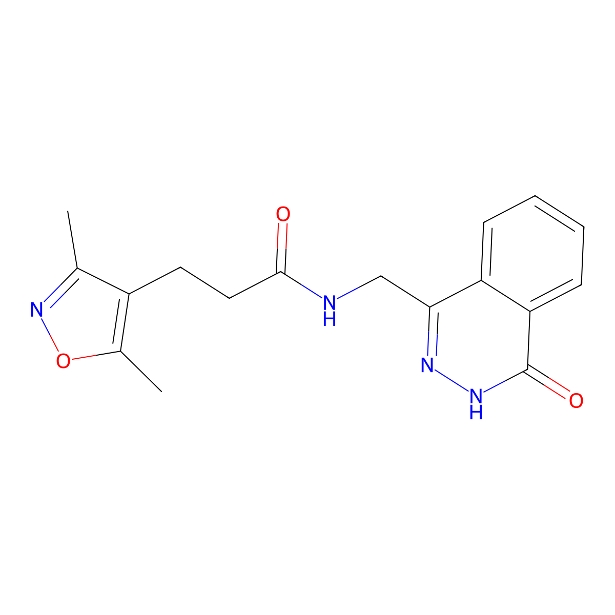 3-(3,5-dimethylisoxazol-4-yl)-N-((4-oxo-3,4-dihydrophthalazin-1-yl)methyl)propanamide molecular structure, CAS 1226430-48-3
