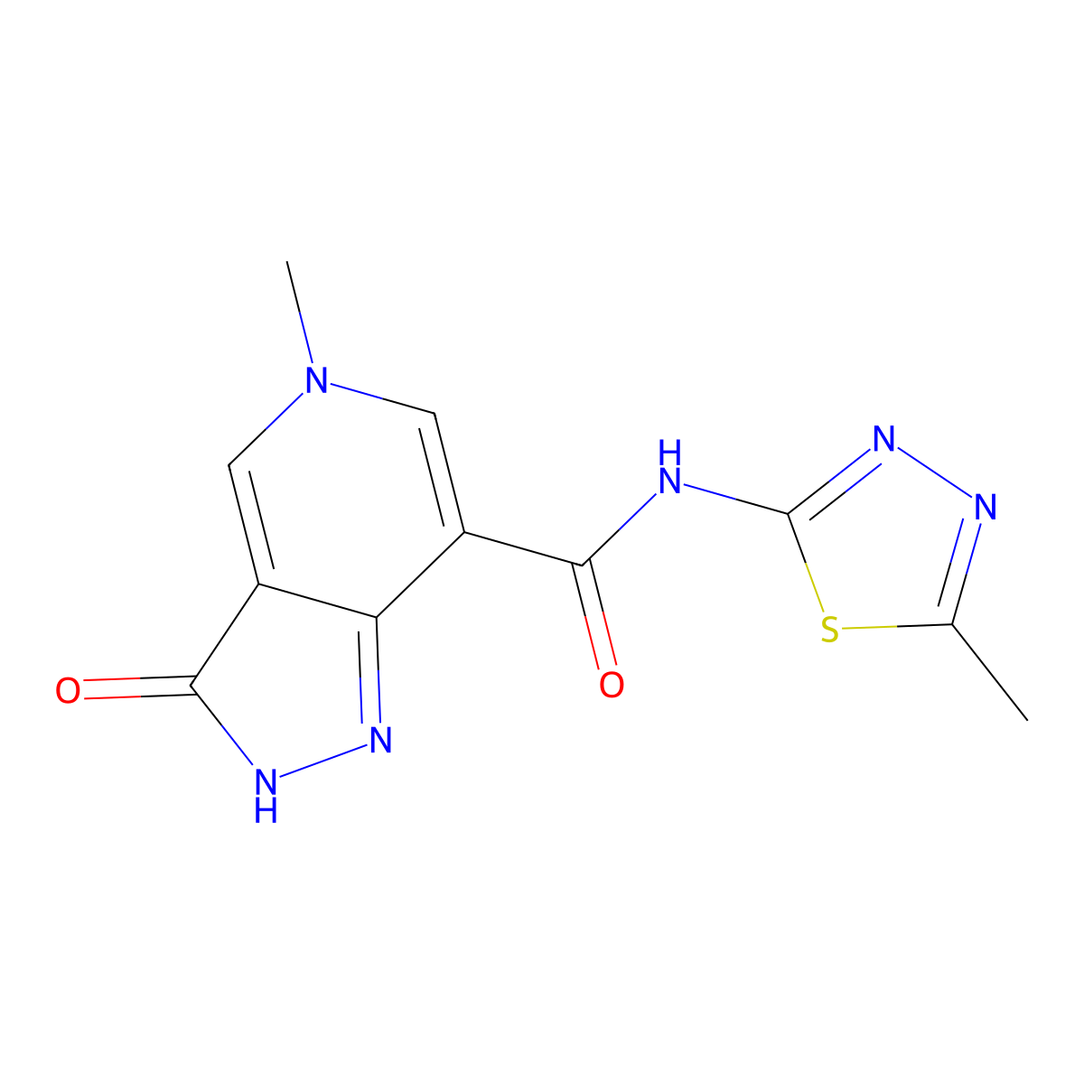 5-methyl-N-(5-methyl-1,3,4-thiadiazol-2-yl)-3-oxo-3,5-dihydro-2H-pyrazolo[4,3-c]pyridine-7-carboxamide molecular structure, CAS 1226430-49-4