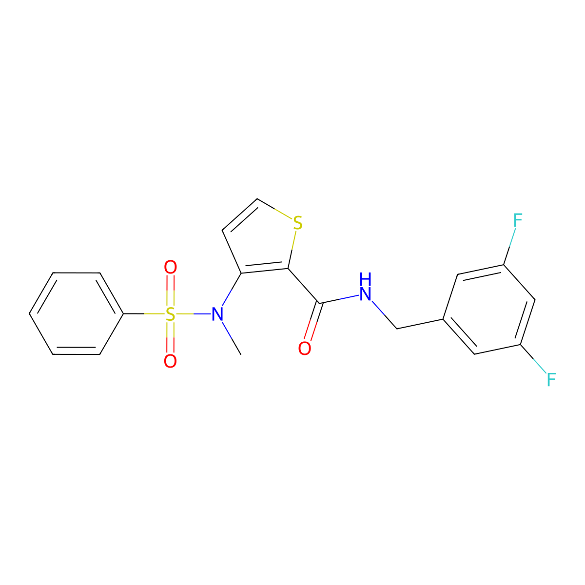 N-(3,5-difluorobenzyl)-3-[methyl(phenylsulfonyl)amino]thiophene-2-carboxamide molecular structure, CAS 1226430-55-2