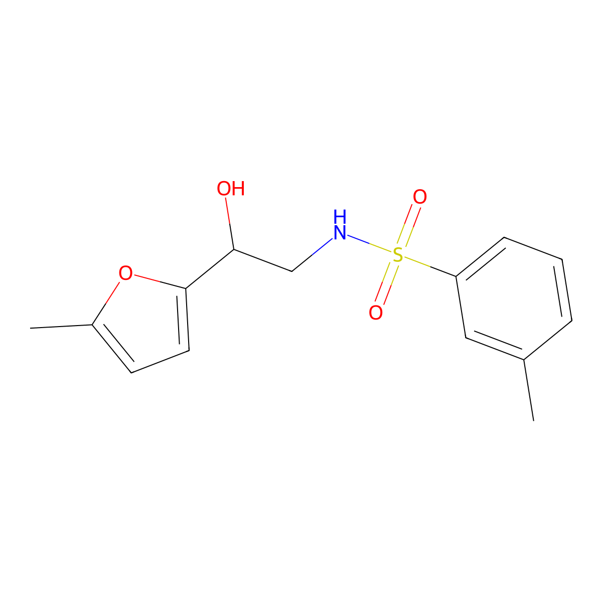N-(2-hydroxy-2-(5-methylfuran-2-yl)ethyl)-3-methylbenzenesulfonamide molecular structure, CAS 1226430-67-6