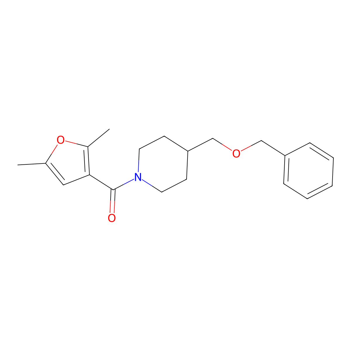(4-((Benzyloxy)methyl)piperidin-1-yl)(2,5-dimethylfuran-3-yl)methanone molecular structure, CAS 1226430-73-4