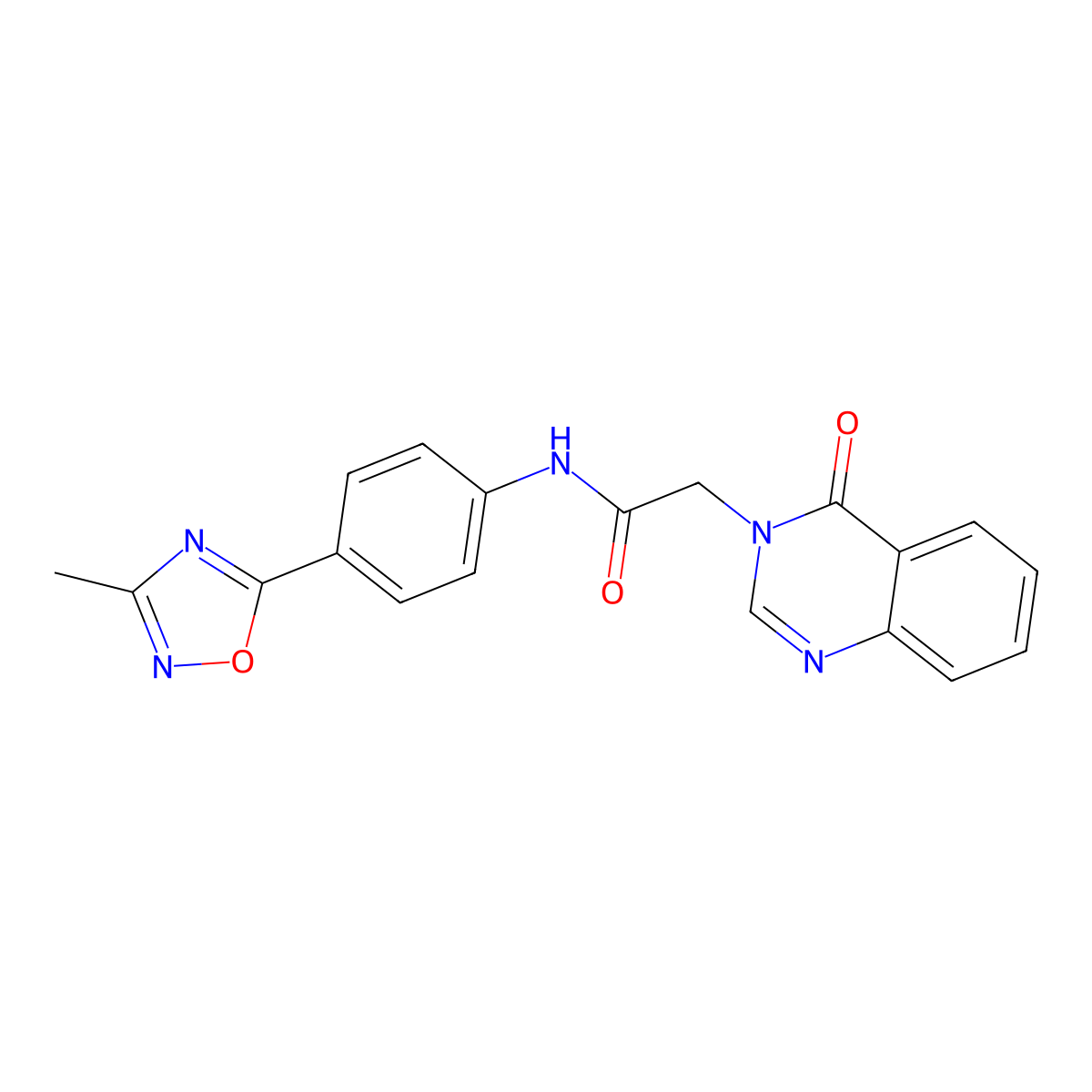 N-(4-(3-methyl-1,2,4-oxadiazol-5-yl)phenyl)-2-(4-oxoquinazolin-3(4H)-yl)acetamide molecular structure, CAS 1226430-74-5