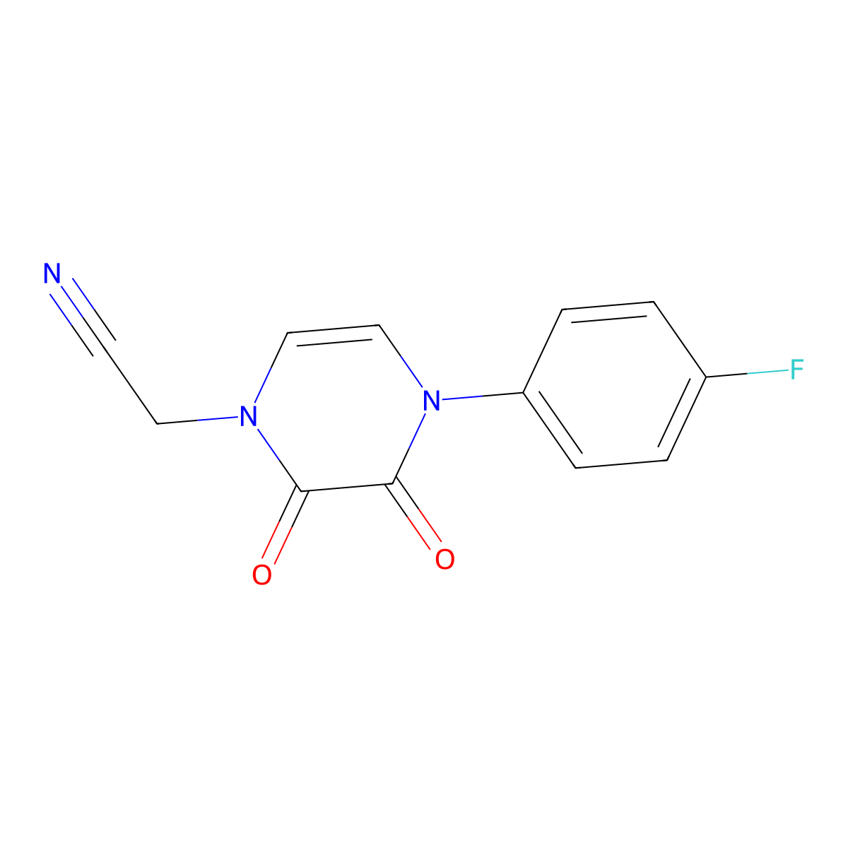 2-(4-(4-fluorophenyl)-2,3-dioxo-3,4-dihydropyrazin-1(2H)-yl)acetonitrile molecular structure, CAS 1226430-81-4