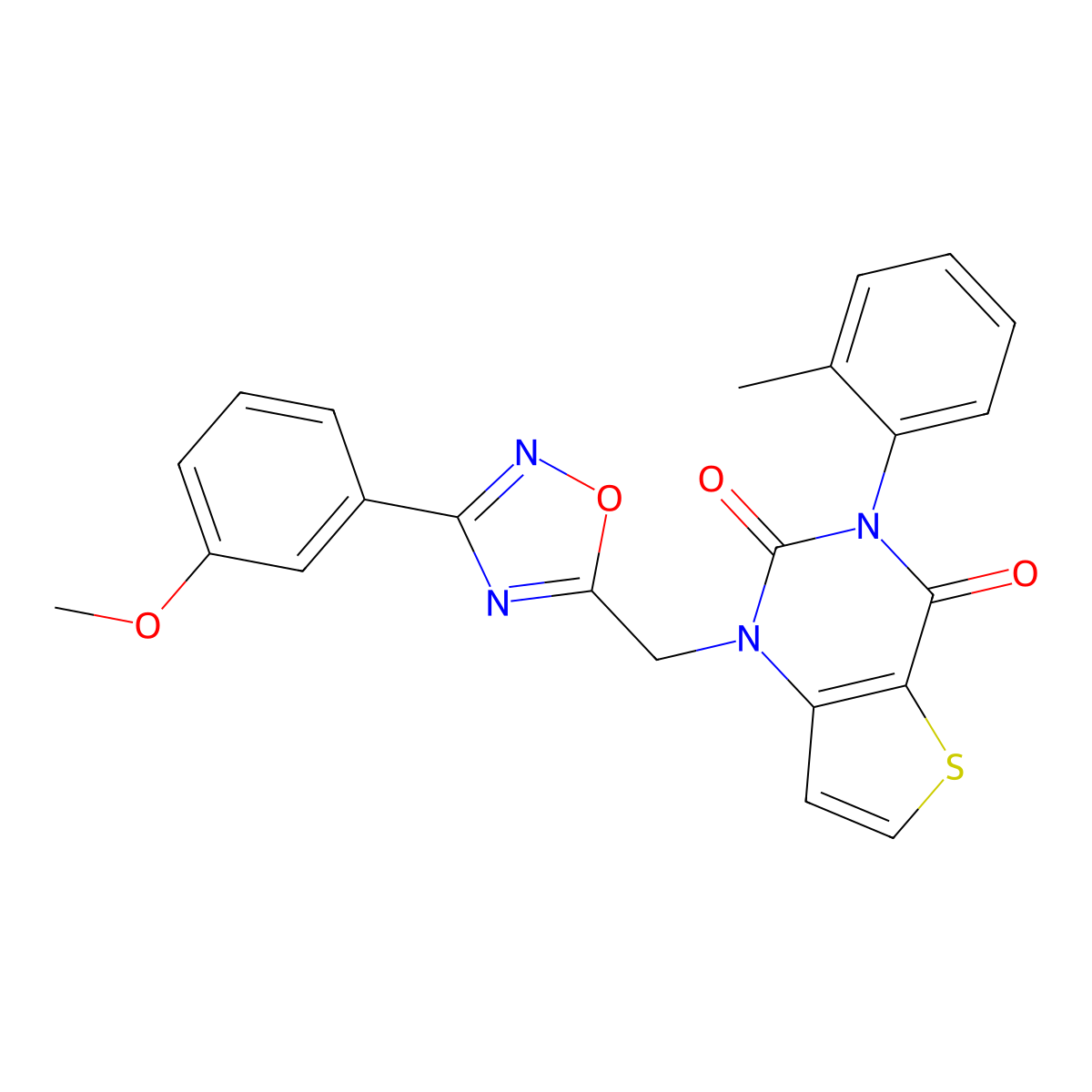 1-((3-(3-methoxyphenyl)-1,2,4-oxadiazol-5-yl)methyl)-3-(o-tolyl)thieno[3,2-d]pyrimidine-2,4(1H,3H)-dione molecular structure, CAS 1226430-89-2