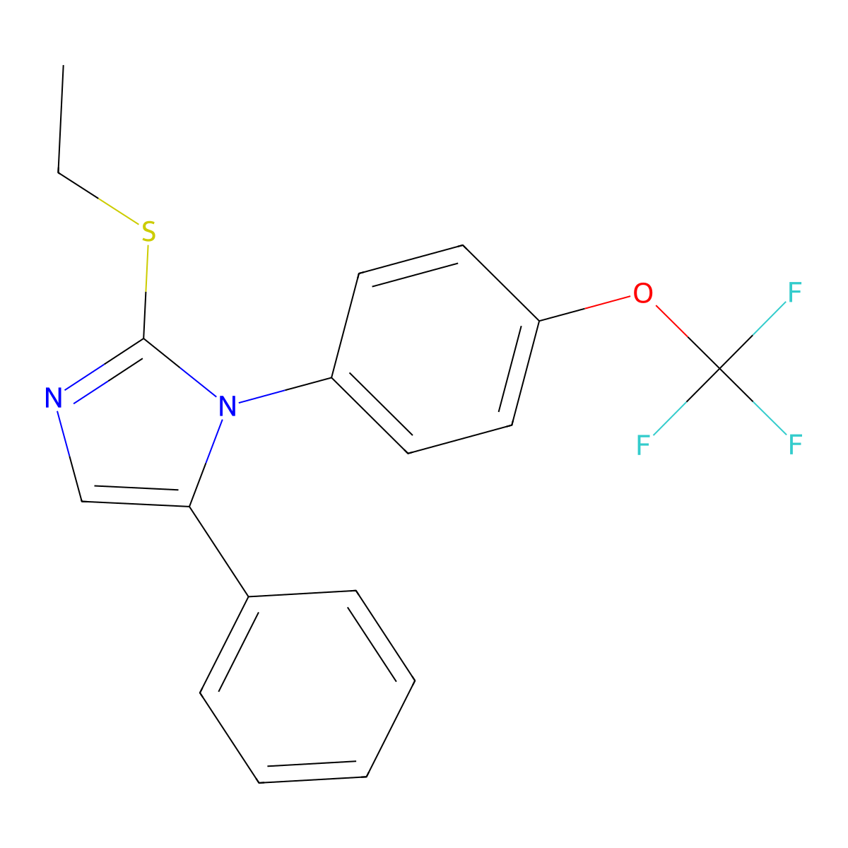 2-(ethylthio)-5-phenyl-1-(4-(trifluoromethoxy)phenyl)-1H-imidazole molecular structure, CAS 1226431-00-0