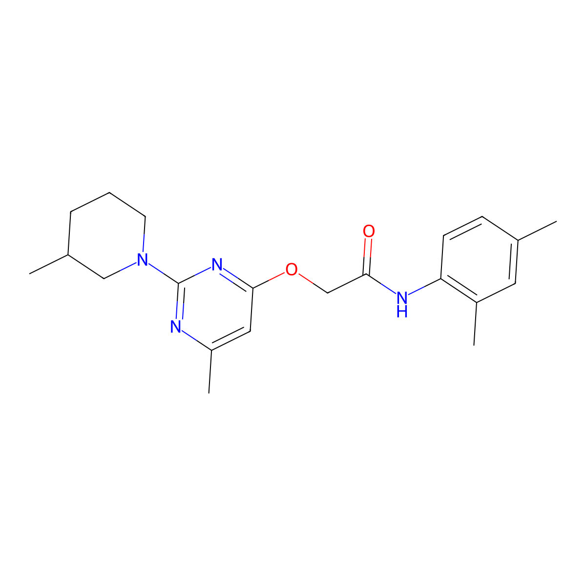 N-(2,4-dimethylphenyl)-2-{[6-methyl-2-(3-methylpiperidin-1-yl)pyrimidin-4-yl]oxy}acetamide molecular structure, CAS 1226431-08-8