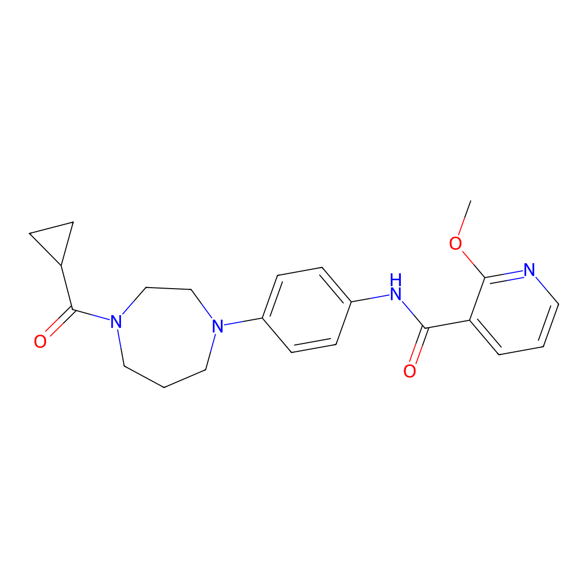 N-(4-(4-(cyclopropanecarbonyl)-1,4-diazepan-1-yl)phenyl)-2-methoxynicotinamide molecular structure, CAS 1226431-09-9