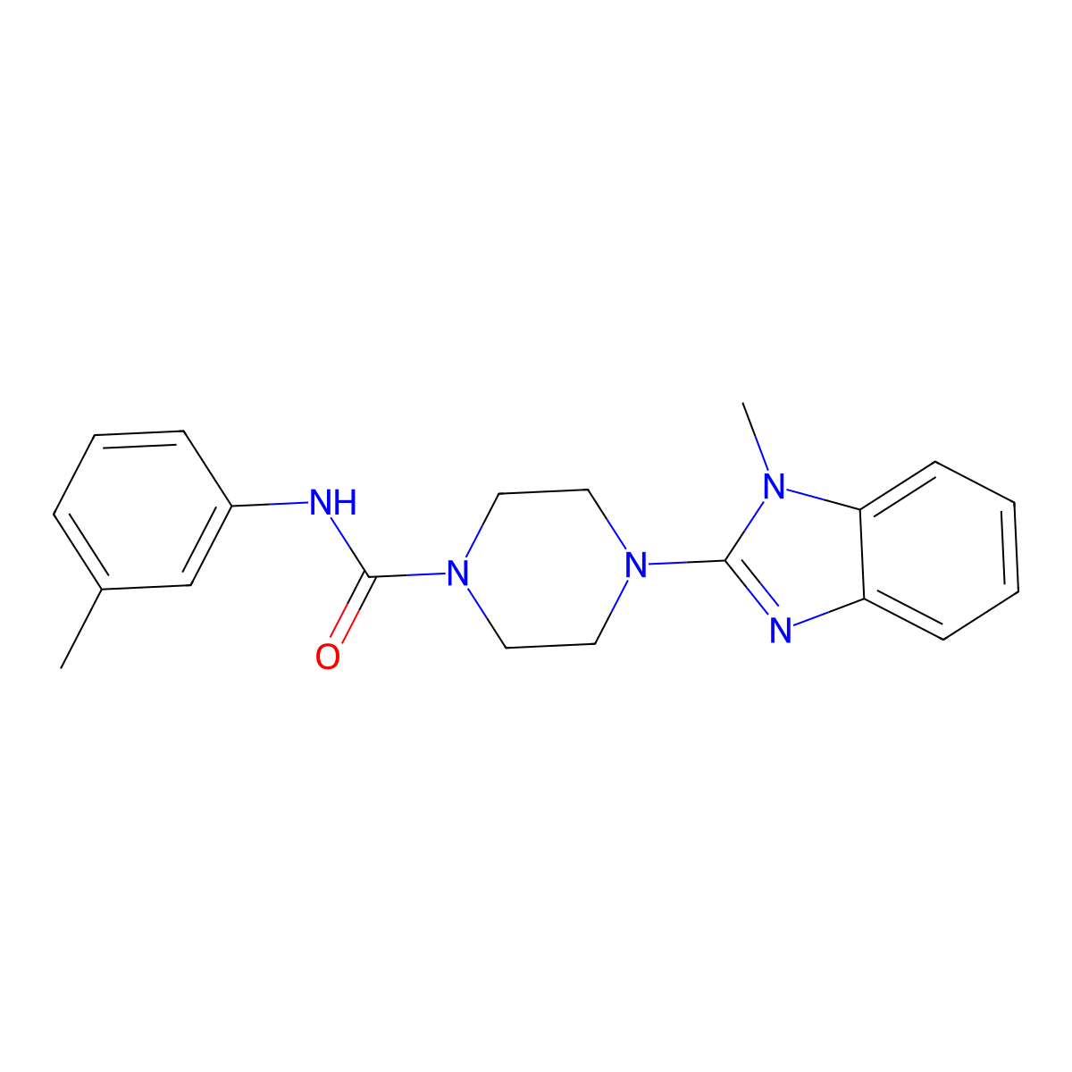 4-(1-methyl-1H-benzo[d]imidazol-2-yl)-N-(m-tolyl)piperazine-1-carboxamide molecular structure, CAS 1226431-13-5