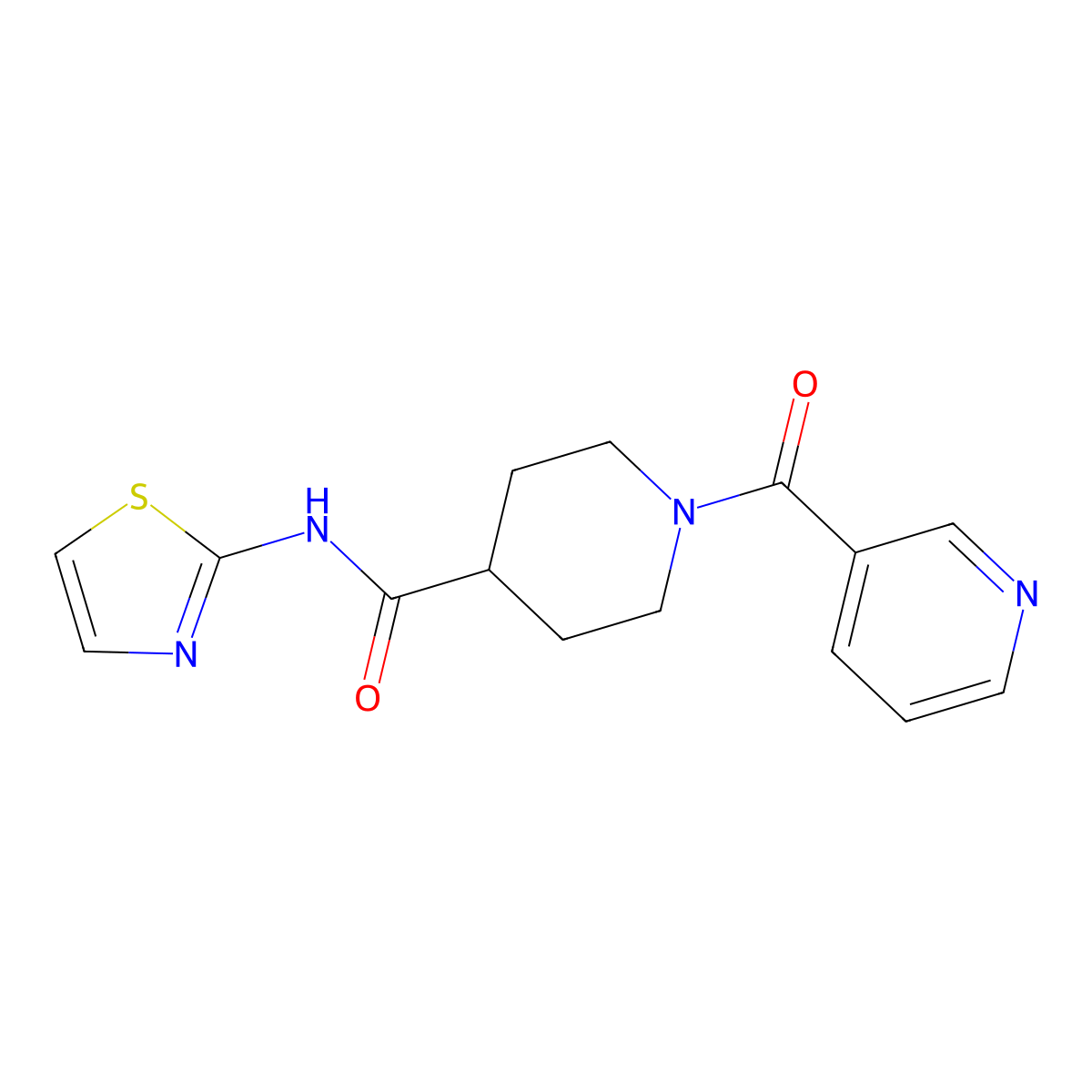 1-(pyridine-3-carbonyl)-N-(1,3-thiazol-2-yl)piperidine-4-carboxamide molecular structure, CAS 1226431-19-1