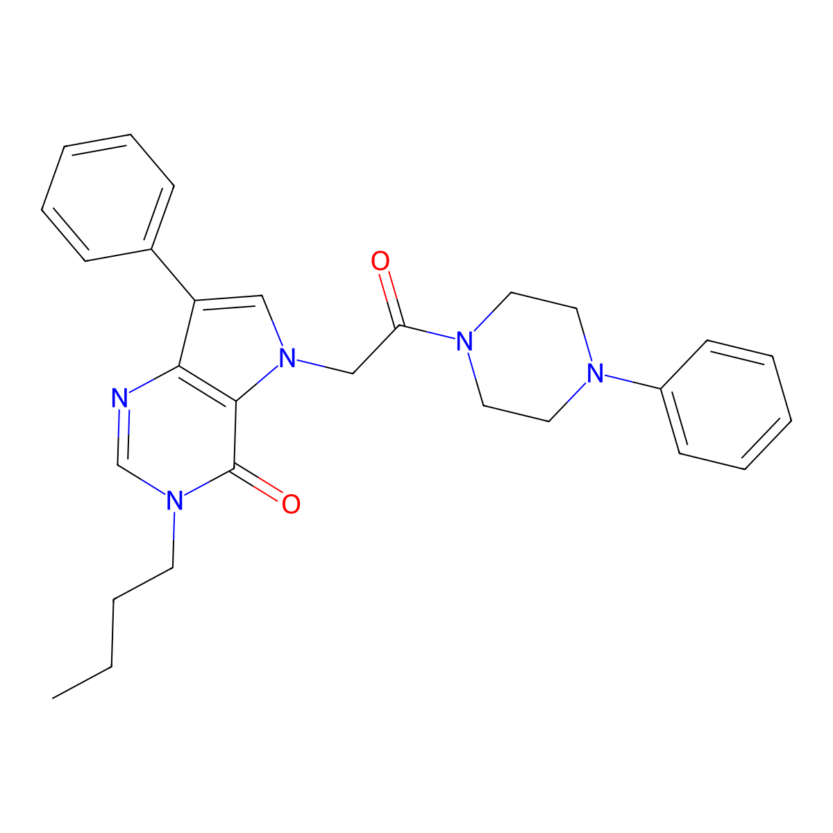3-butyl-5-[2-oxo-2-(4-phenylpiperazin-1-yl)ethyl]-7-phenyl-3,5-dihydro-4H-pyrrolo[3,2-d]pyrimidin-4-one molecular structure, CAS 1226431-20-4