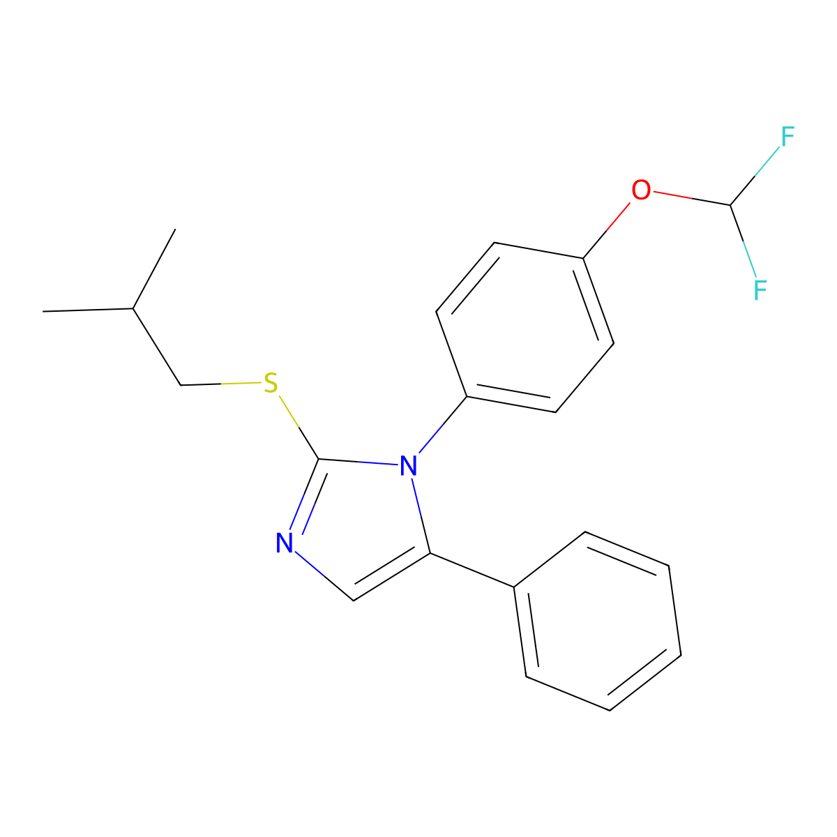 1-(4-(difluoromethoxy)phenyl)-2-(isobutylthio)-5-phenyl-1H-imidazole molecular structure, CAS 1226431-22-6