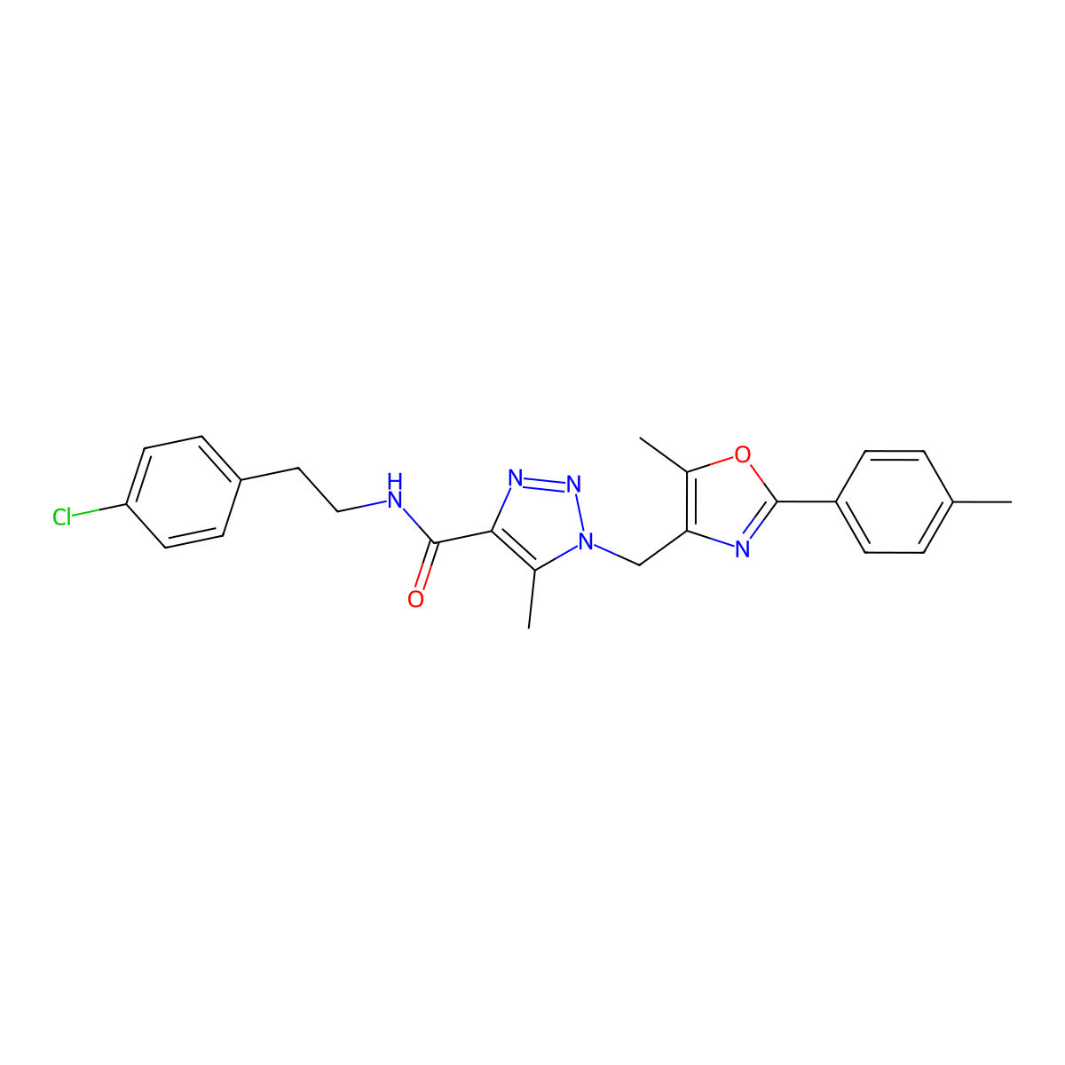 N-(4-chlorophenethyl)-5-methyl-1-((5-methyl-2-(p-tolyl)oxazol-4-yl)methyl)-1H-1,2,3-triazole-4-carboxamide molecular structure, CAS 1226431-28-2