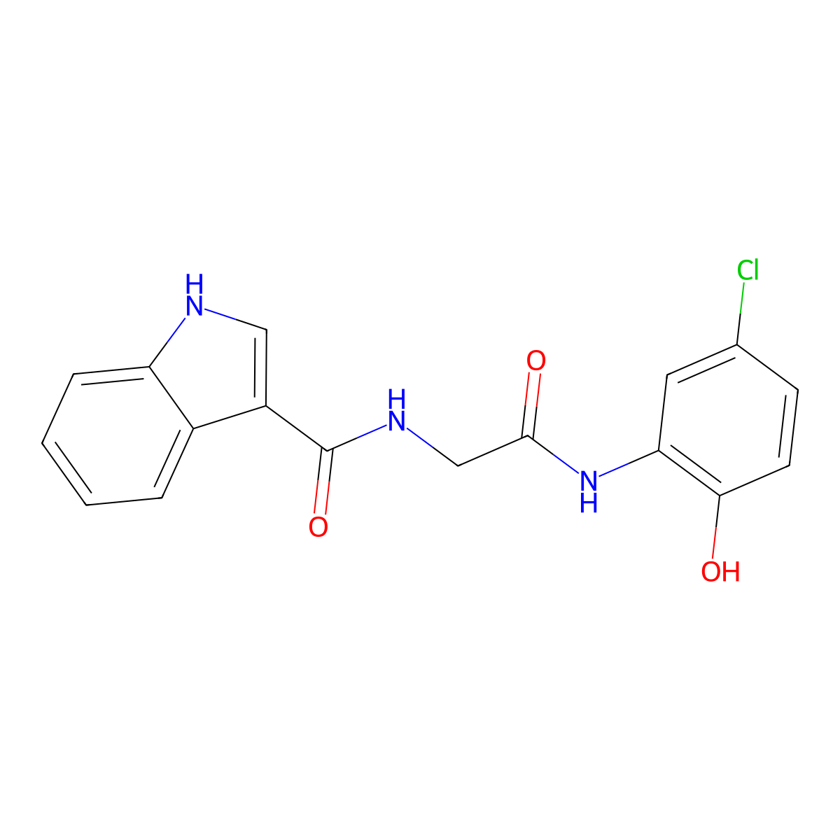 N-(2-((5-chloro-2-hydroxyphenyl)amino)-2-oxoethyl)-1H-indole-3-carboxamide molecular structure, CAS 1226431-30-6