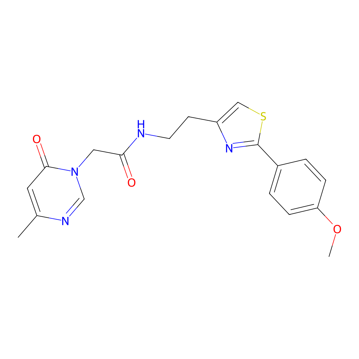 N-(2-(2-(4-methoxyphenyl)thiazol-4-yl)ethyl)-2-(4-methyl-6-oxopyrimidin-1(6H)-yl)acetamide molecular structure, CAS 1226431-53-3