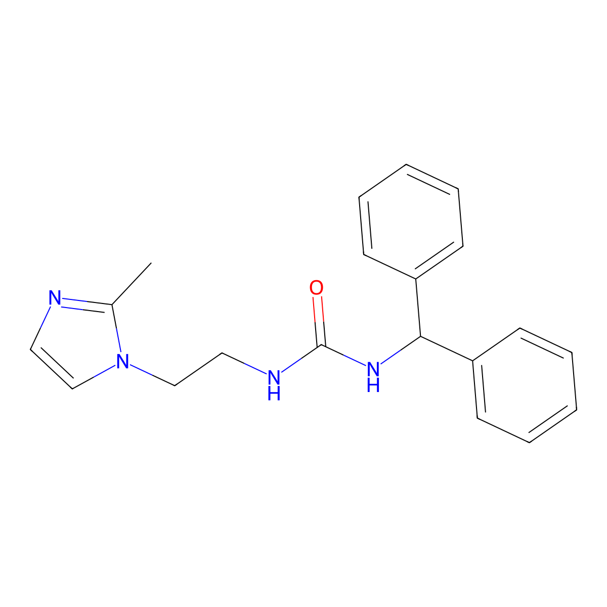 1-benzhydryl-3-(2-(2-methyl-1H-imidazol-1-yl)ethyl)urea molecular structure, CAS 1226431-55-5