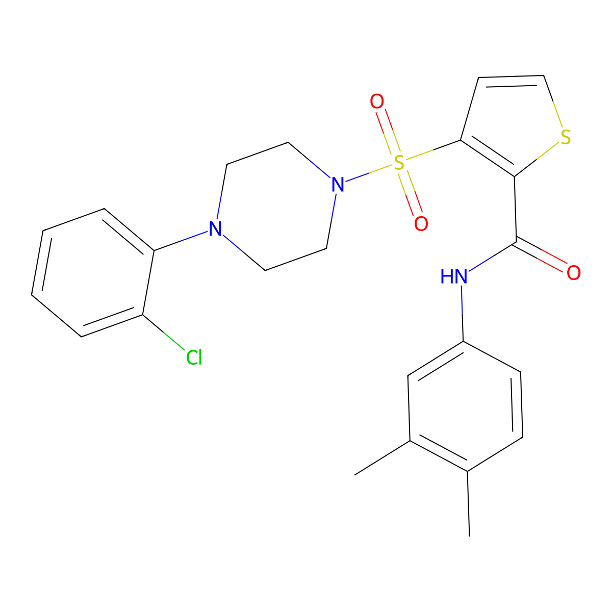 3-{[4-(2-chlorophenyl)piperazin-1-yl]sulfonyl}-N-(3,4-dimethylphenyl)thiophene-2-carboxamide molecular structure, CAS 1226431-67-9
