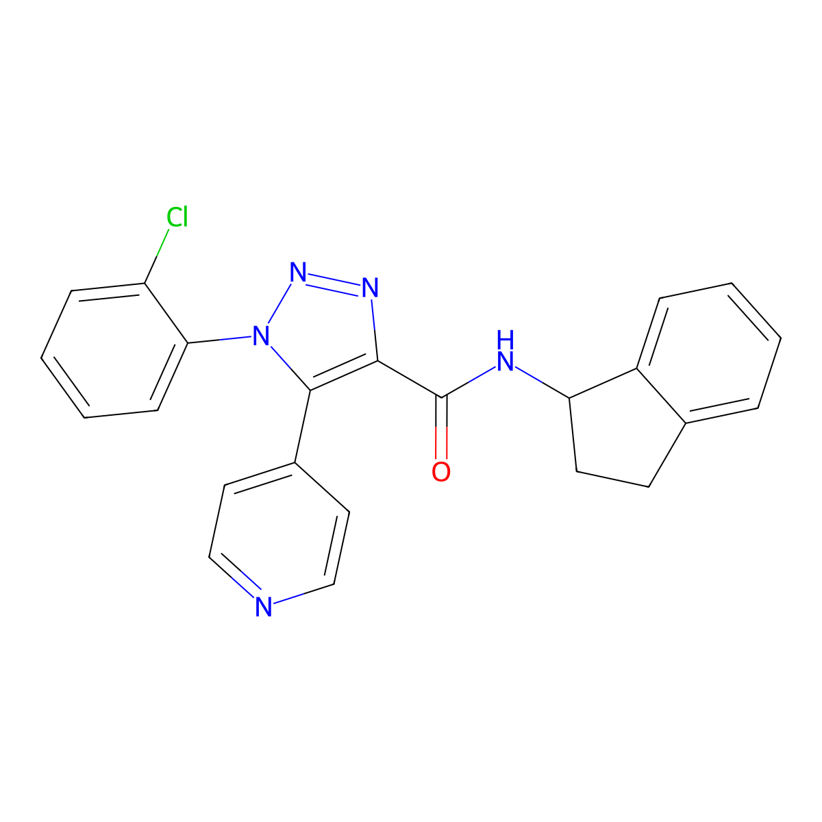1-(2-chlorophenyl)-N-(2,3-dihydro-1H-inden-1-yl)-5-(pyridin-4-yl)-1H-1,2,3-triazole-4-carboxamide molecular structure, CAS 1226431-68-0