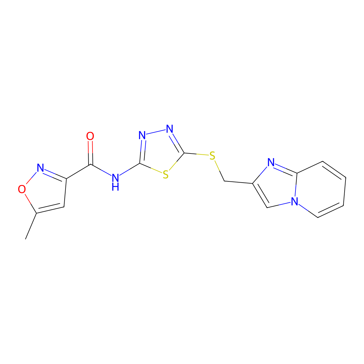 N-(5-((imidazo[1,2-a]pyridin-2-ylmethyl)thio)-1,3,4-thiadiazol-2-yl)-5-methylisoxazole-3-carboxamide molecular structure, CAS 1226431-71-5