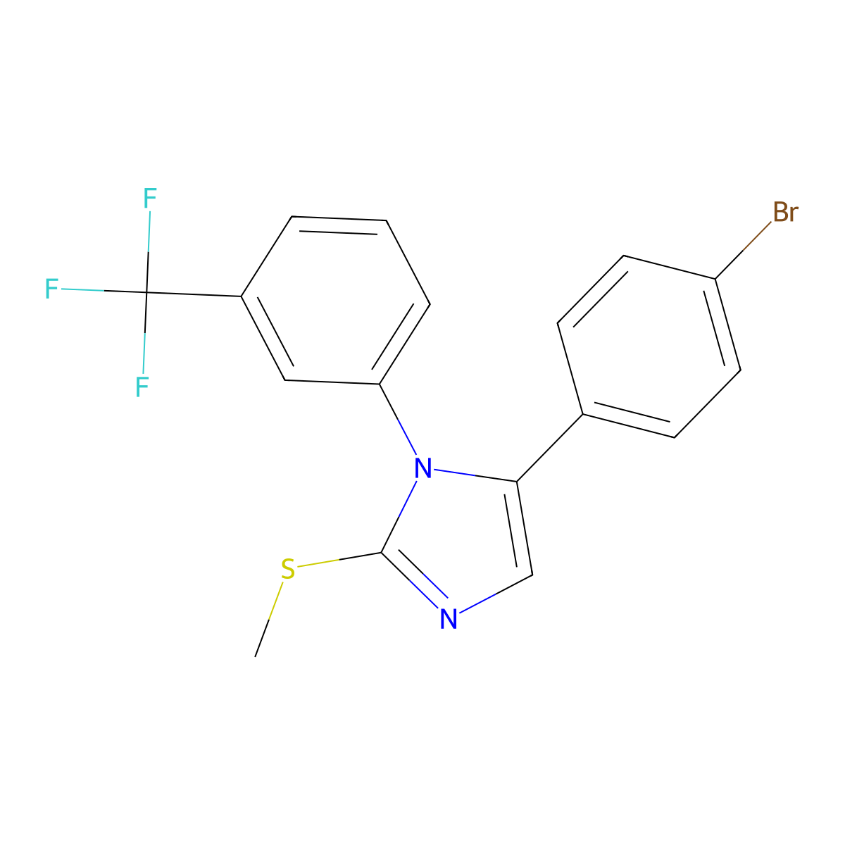 5-(4-bromophenyl)-2-(methylthio)-1-(3-(trifluoromethyl)phenyl)-1H-imidazole molecular structure, CAS 1226431-72-6