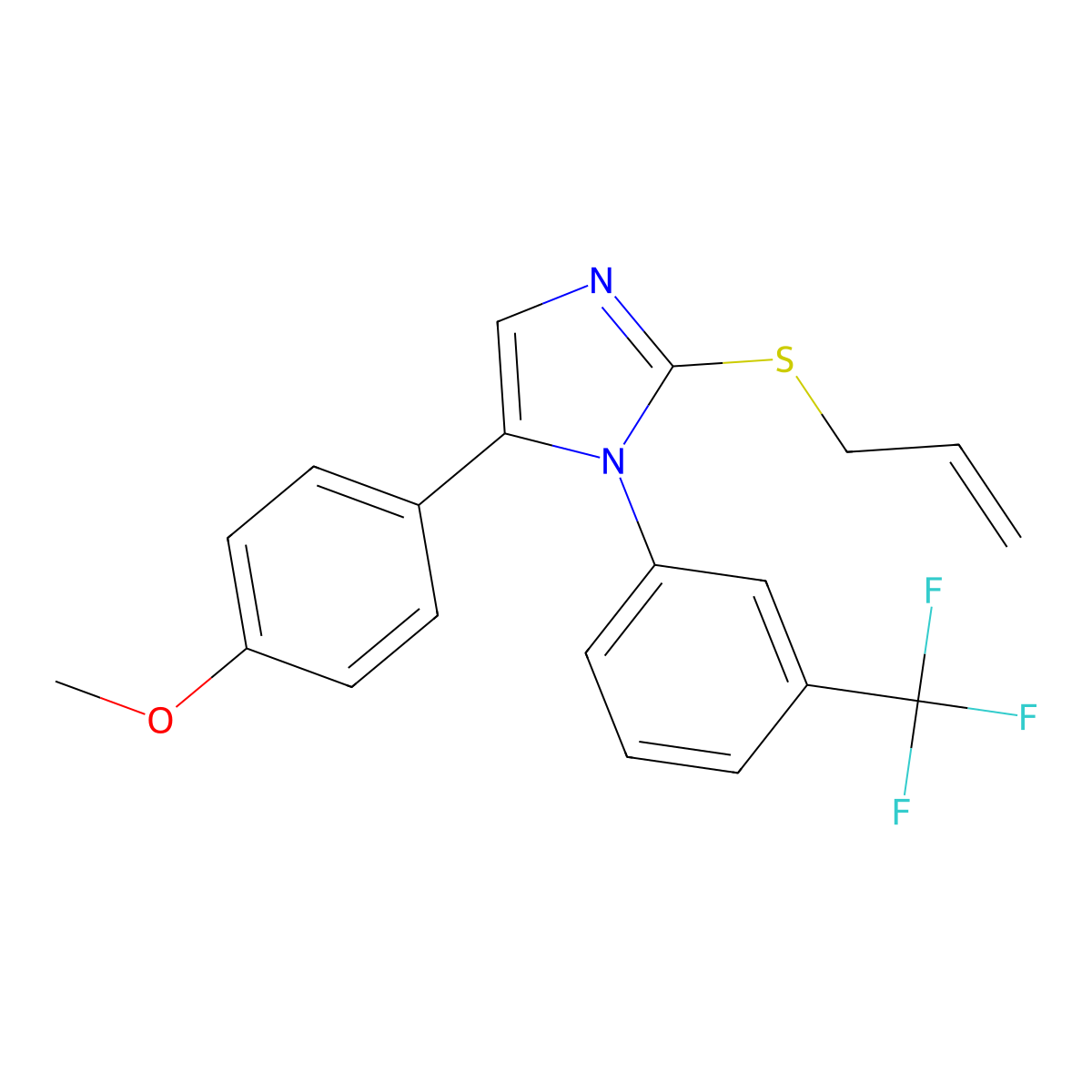 2-(allylthio)-5-(4-methoxyphenyl)-1-(3-(trifluoromethyl)phenyl)-1H-imidazole molecular structure, CAS 1226431-75-9