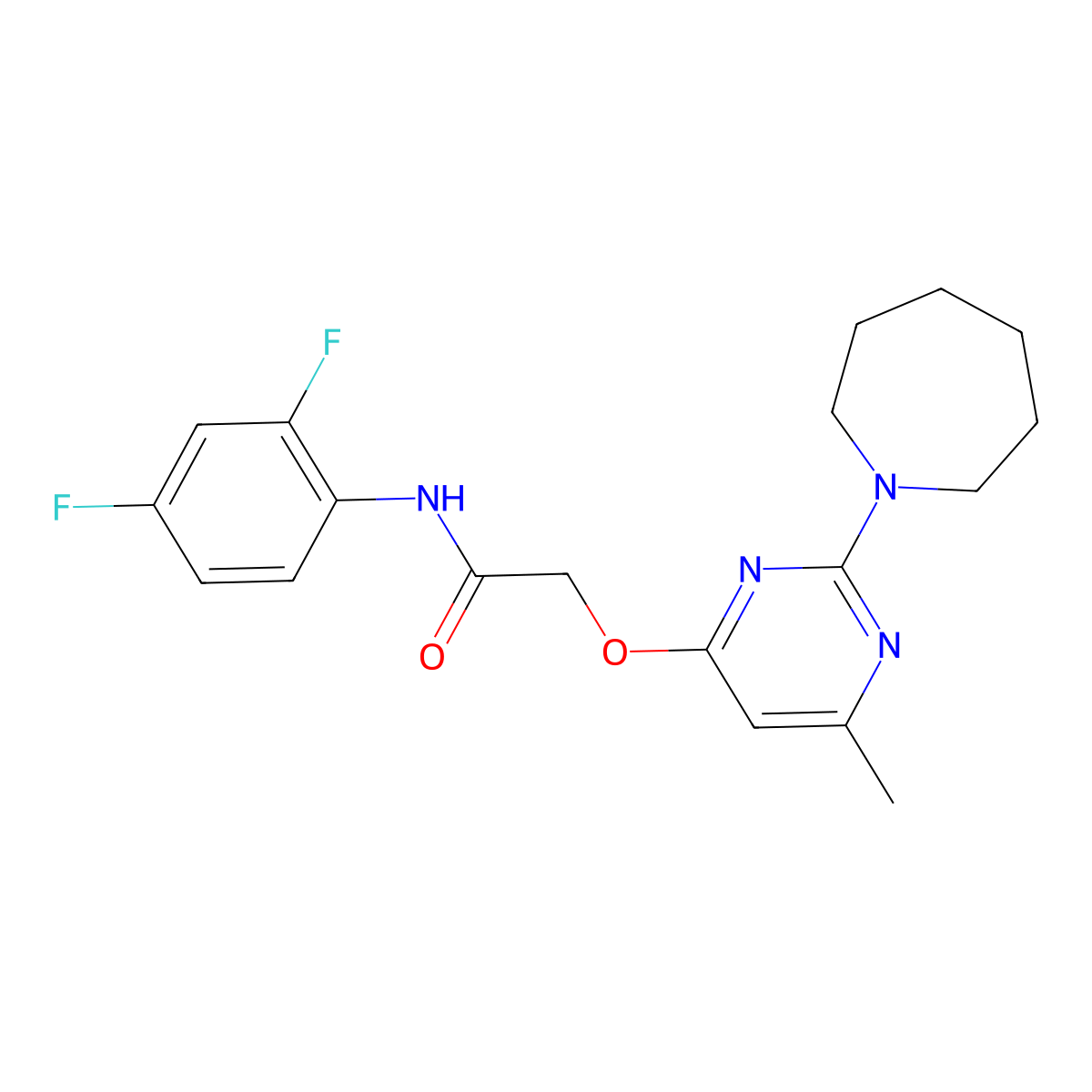 2-{[2-(azepan-1-yl)-6-methylpyrimidin-4-yl]oxy}-N-(2,4-difluorophenyl)acetamide molecular structure, CAS 1226431-84-0