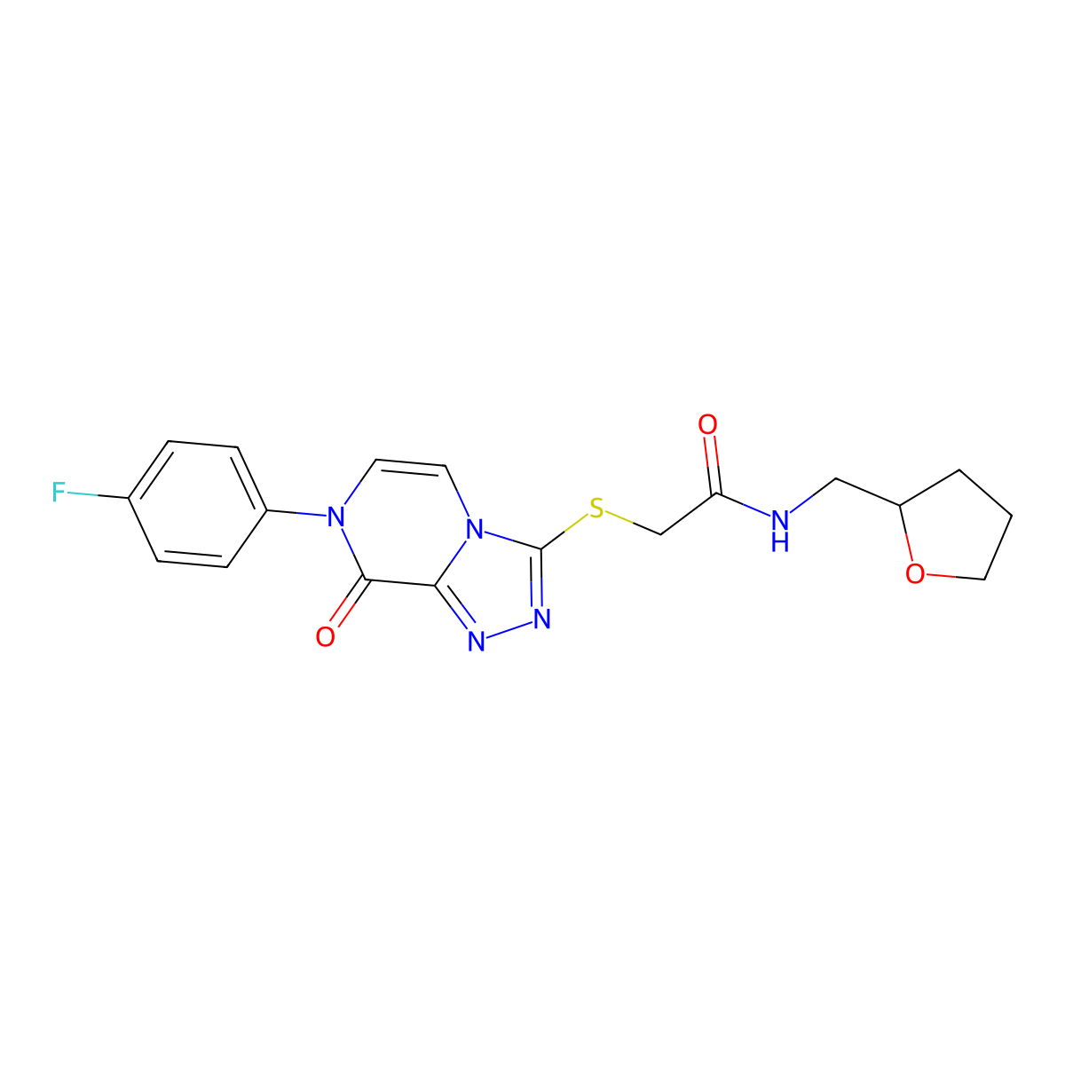 2-{[7-(4-fluorophenyl)-8-oxo-7H,8H-[1,2,4]triazolo[4,3-a]pyrazin-3-yl]sulfanyl}-N-[(oxolan-2-yl)methyl]acetamide molecular structure, CAS 1226431-90-8