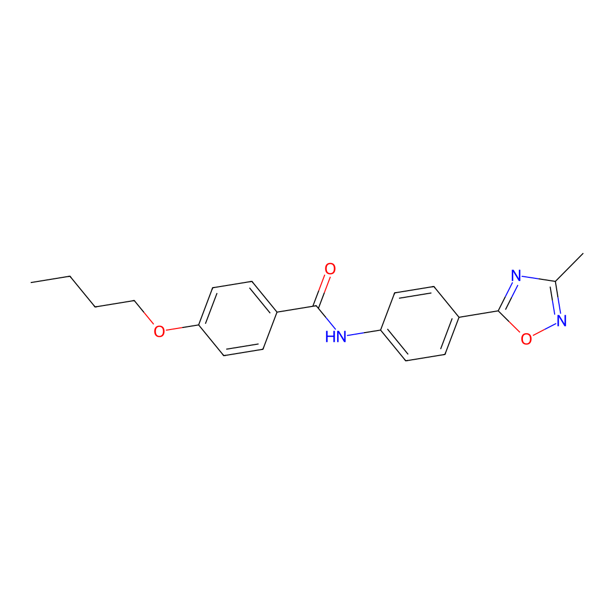 4-butoxy-N-[4-(3-methyl-1,2,4-oxadiazol-5-yl)phenyl]benzamide molecular structure, CAS 1226432-01-4