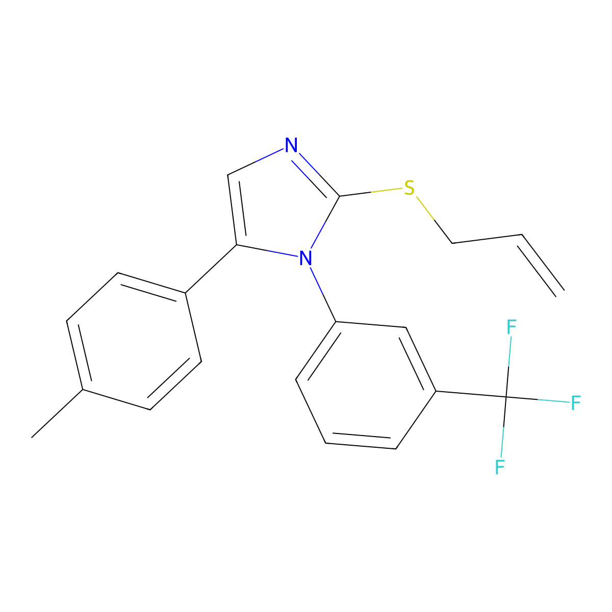 2-(allylthio)-5-(p-tolyl)-1-(3-(trifluoromethyl)phenyl)-1H-imidazole molecular structure, CAS 1226432-02-5