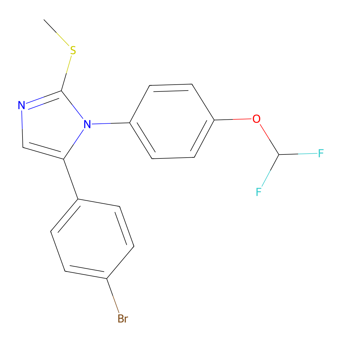 5-(4-bromophenyl)-1-(4-(difluoromethoxy)phenyl)-2-(methylthio)-1H-imidazole molecular structure, CAS 1226432-05-8